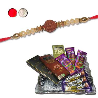 "Rakhi - FR-8510 A (Single Rakhi), Choco Thali - Code RC02(ED) - Click here to View more details about this Product